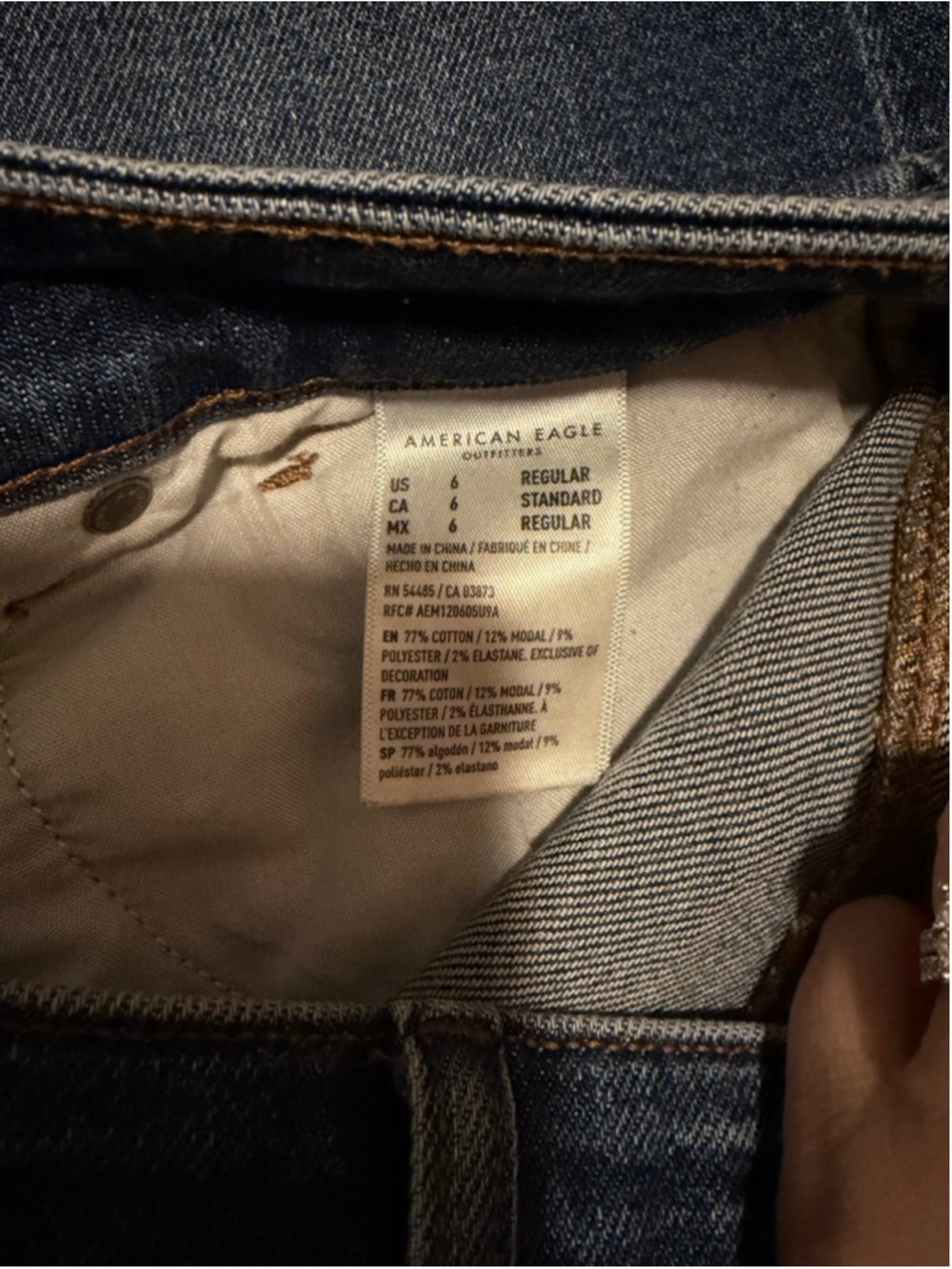 American Eagle Mom Jean Stretch - High-Waisted Distressed - Size 6 Regular - Picture 6 of 10